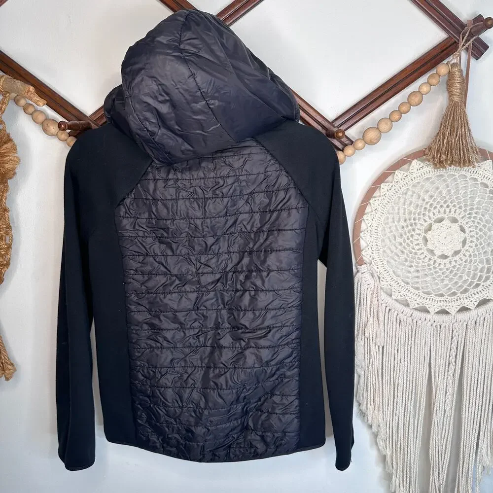 Athleta Girl Black Hybrid Zip Up Jacket